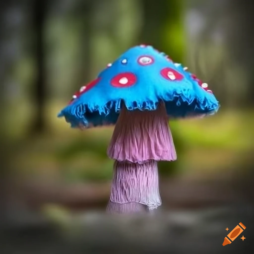 Colorful fabric mushroom sculpture