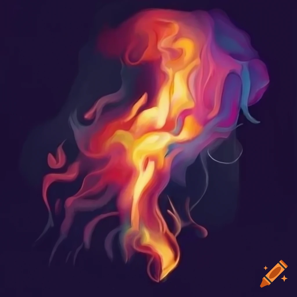 dibujo de criatura hecha de humo en colores oscuros