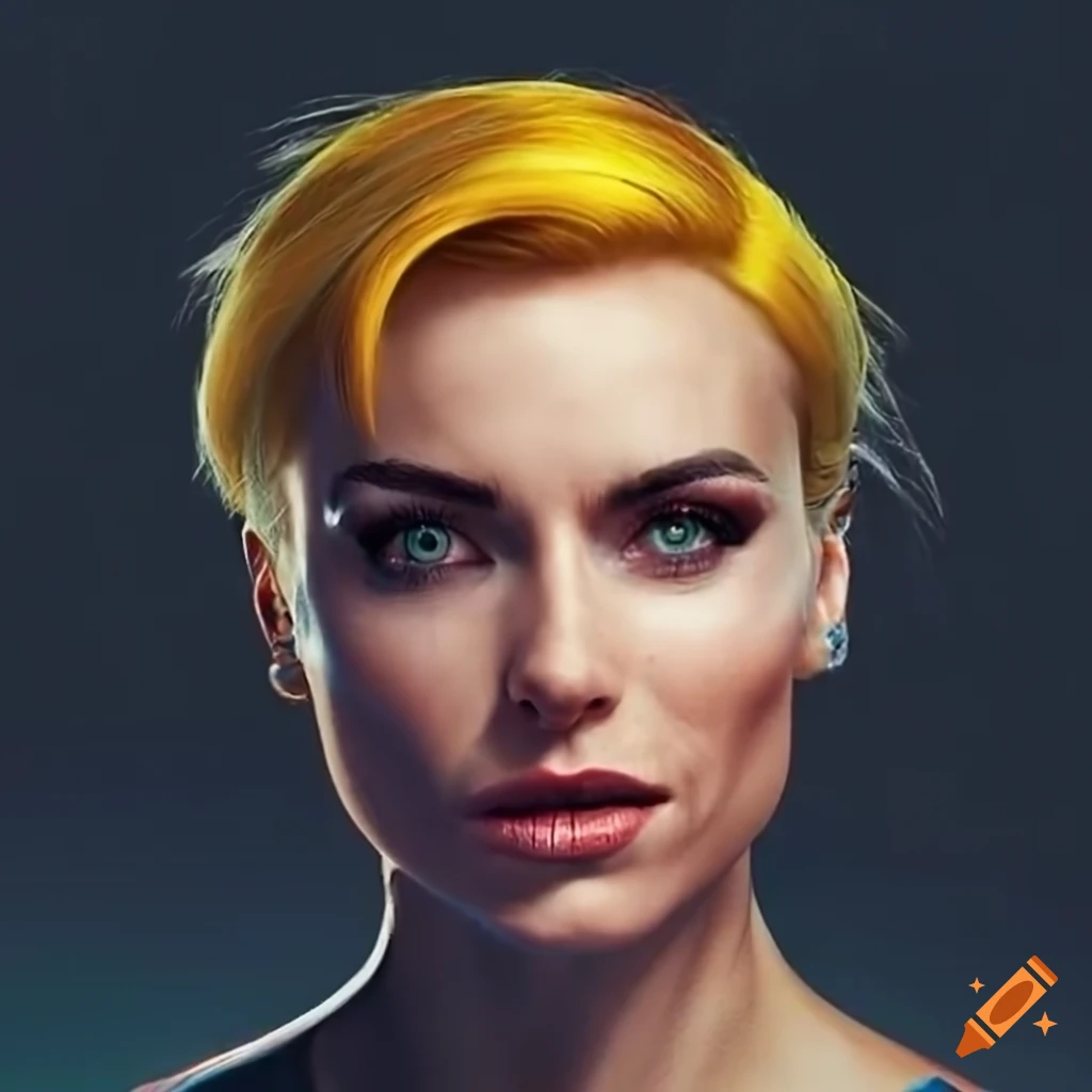 character design of a futuristic woman on a space station