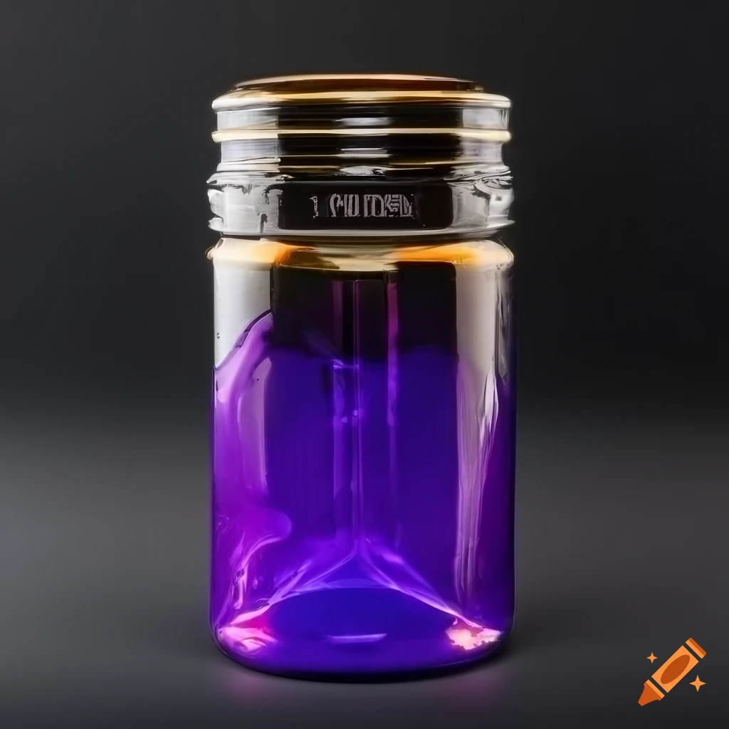 gray background with sci-fi liquid in a jar