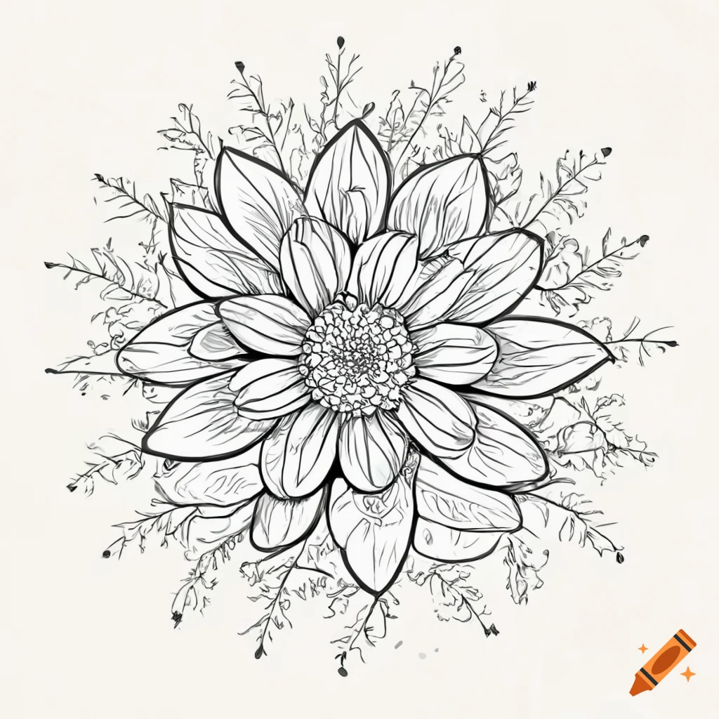 Hand-drawn botanical illustration ink sketch of dahlia flowers. Bunch of  flowers. Isolated on a white background. Print for wedding invitation.  Vector illustration 9248787 Vector Art at Vecteezy