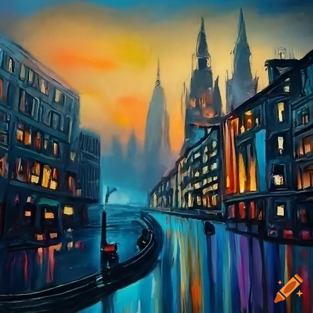 melancholic cityscape painting