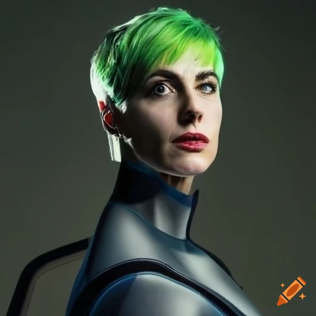 Futuristic Woman With Green Hair And Green Eyes On Craiyon Futuristic Woman With Green Hair And Green Eyes On Craiyon