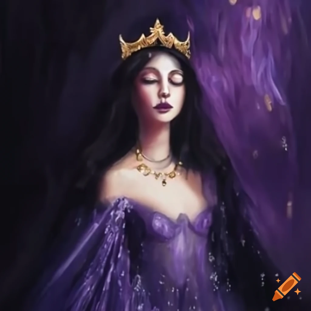 image of a mystical queen under a starry night