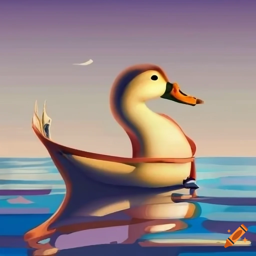 duck on a sailing boat