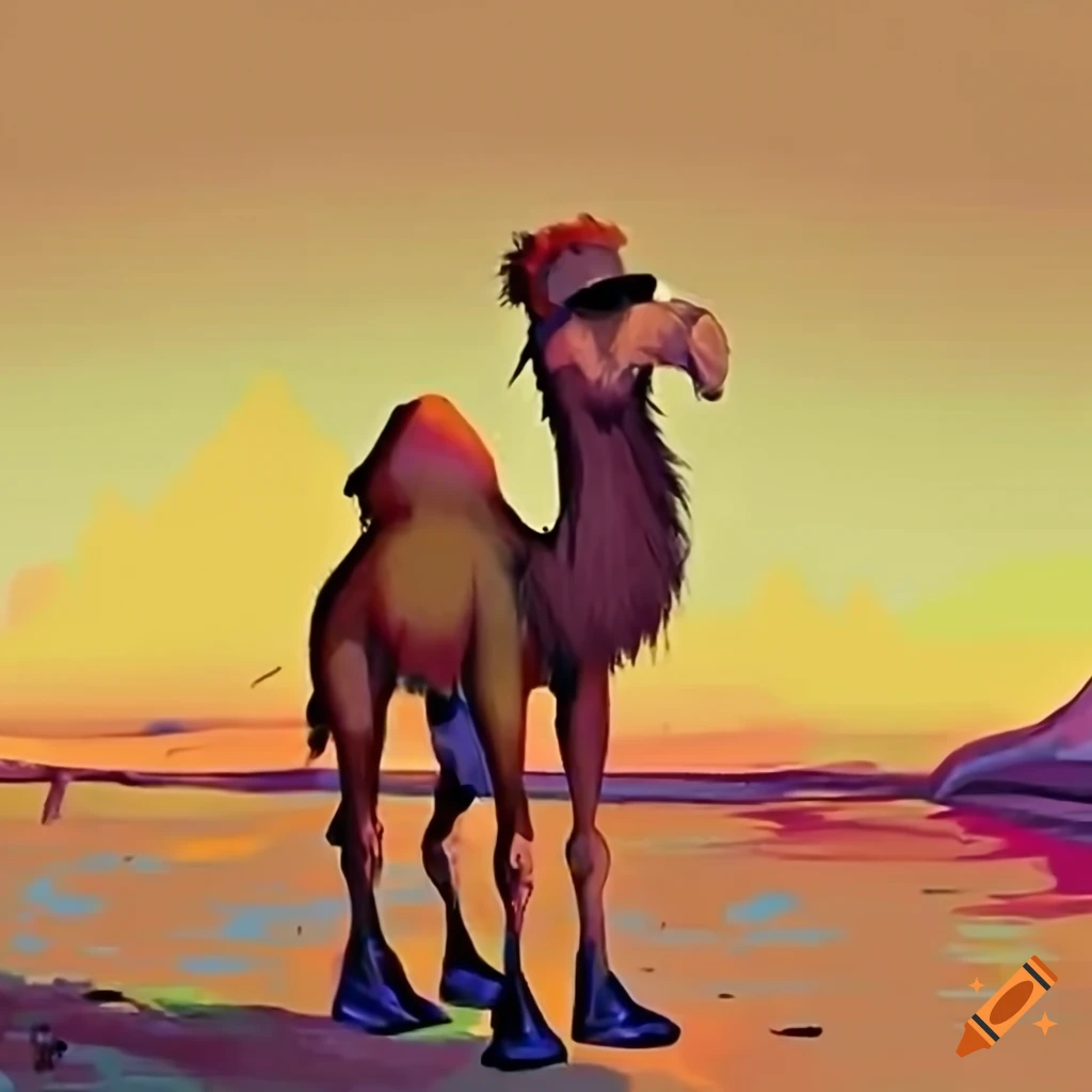 quirky orange camel with school glasses