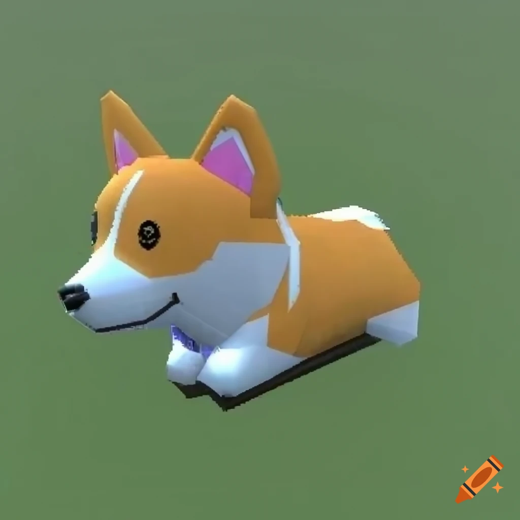 3D model of a cute corgi in Nintendo 64 style