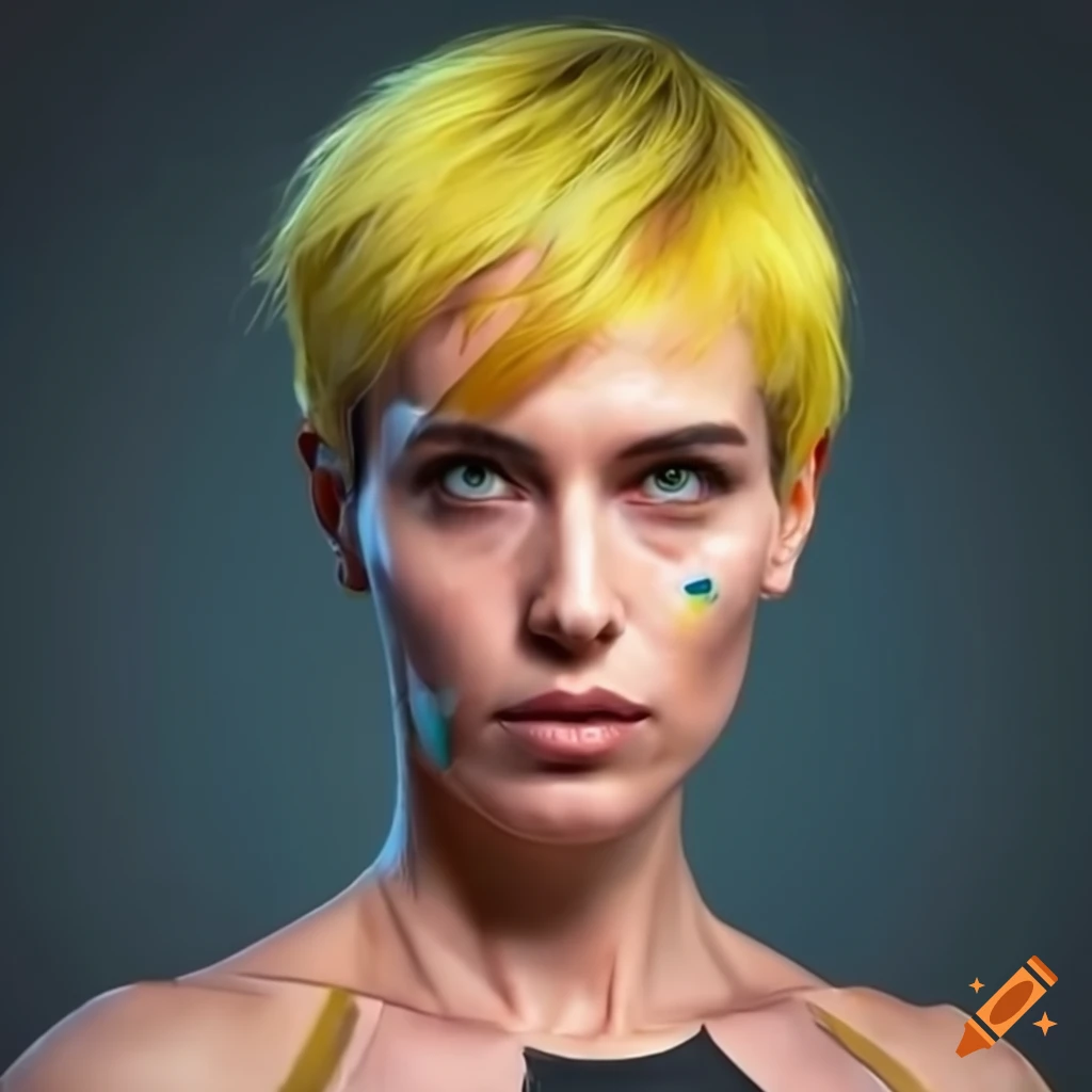 character design of a futuristic woman on a space station