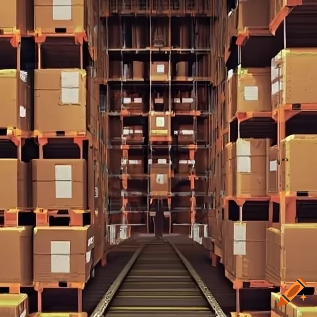 High definition image of a warehouse full of boxes on Craiyon
