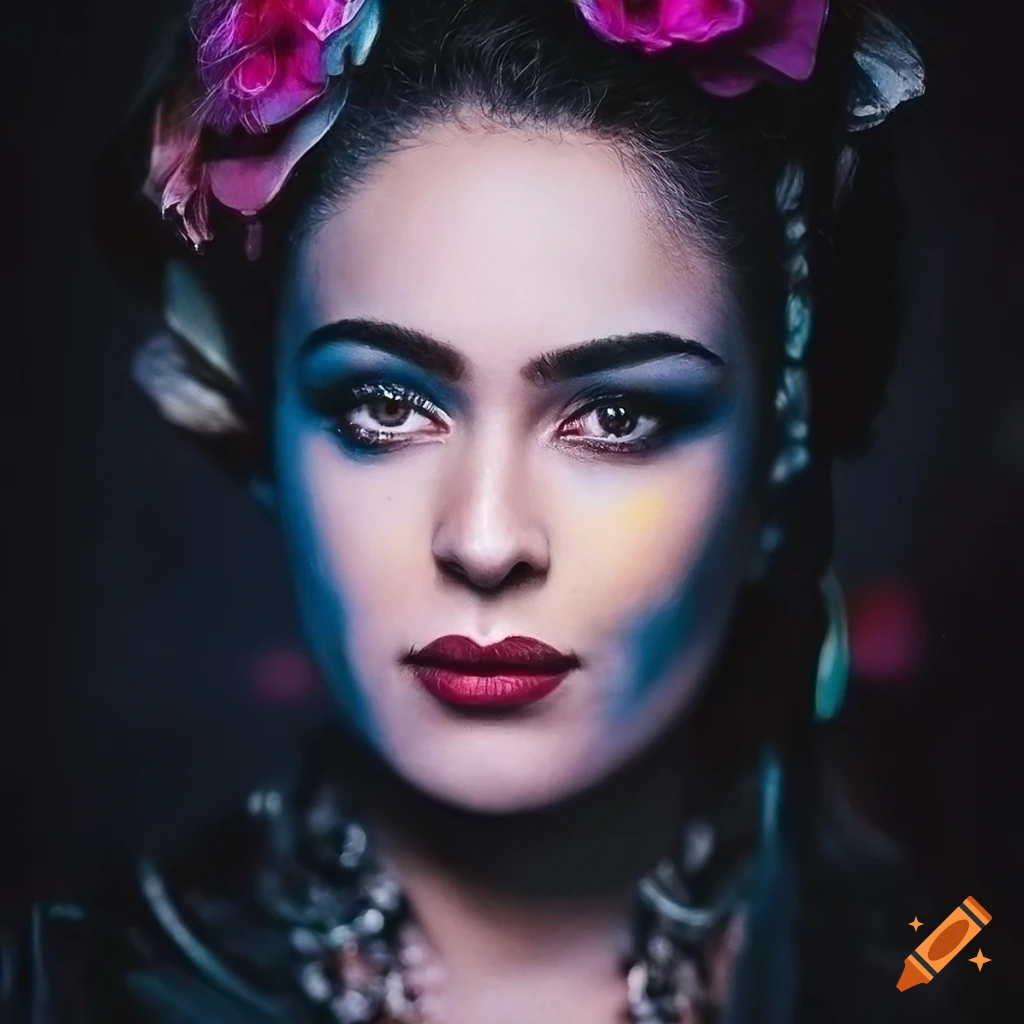 photo-realistic portrait of a young woman with dark and gothic style