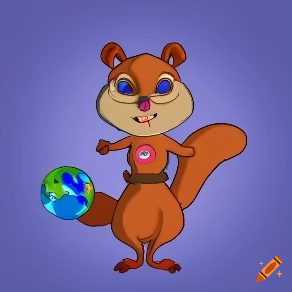 Cartoon of a superhero squirrel saving the world on Craiyon