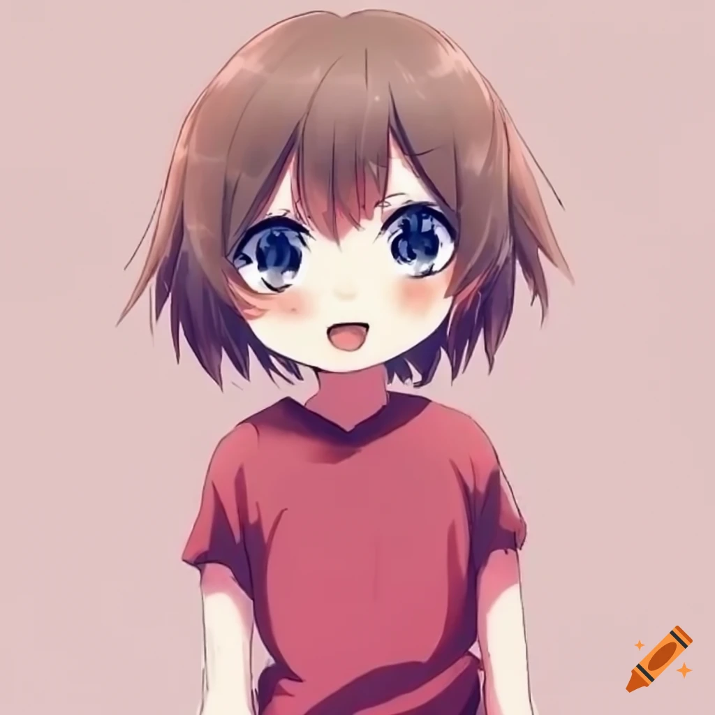 Cute Blushing Anime Kid With Raised Arms On Craiyon