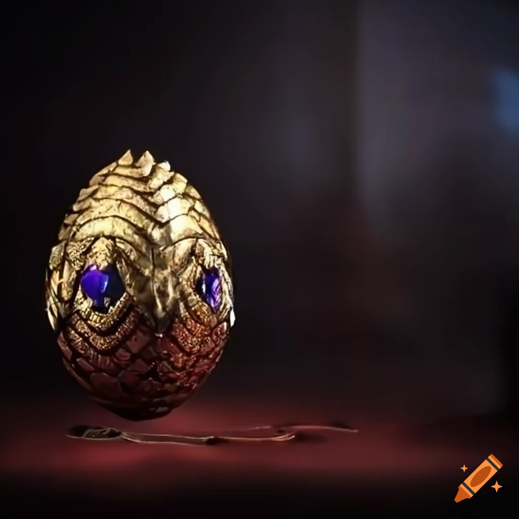 Cgi dragon egg with jewelled metal exterior on Craiyon