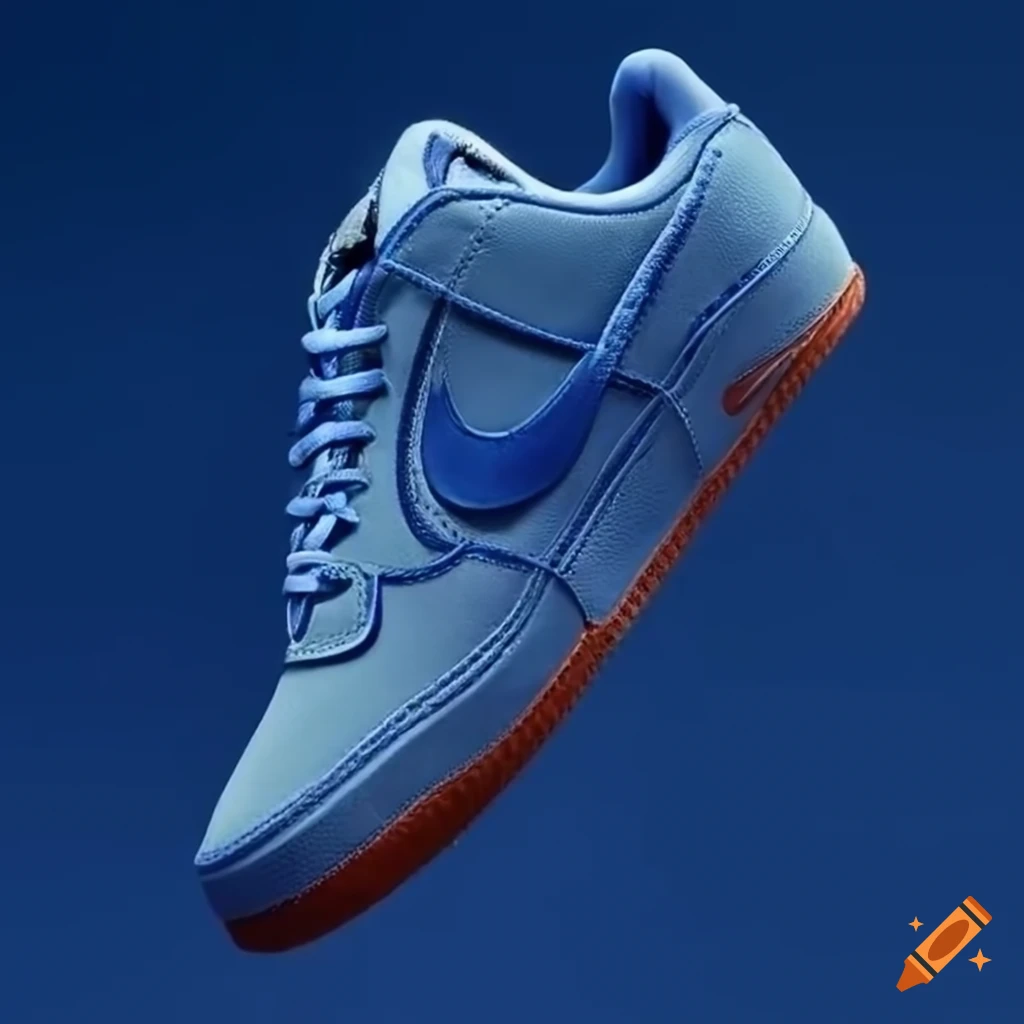 Blue nike air force 1 with prominent logo on Craiyon
