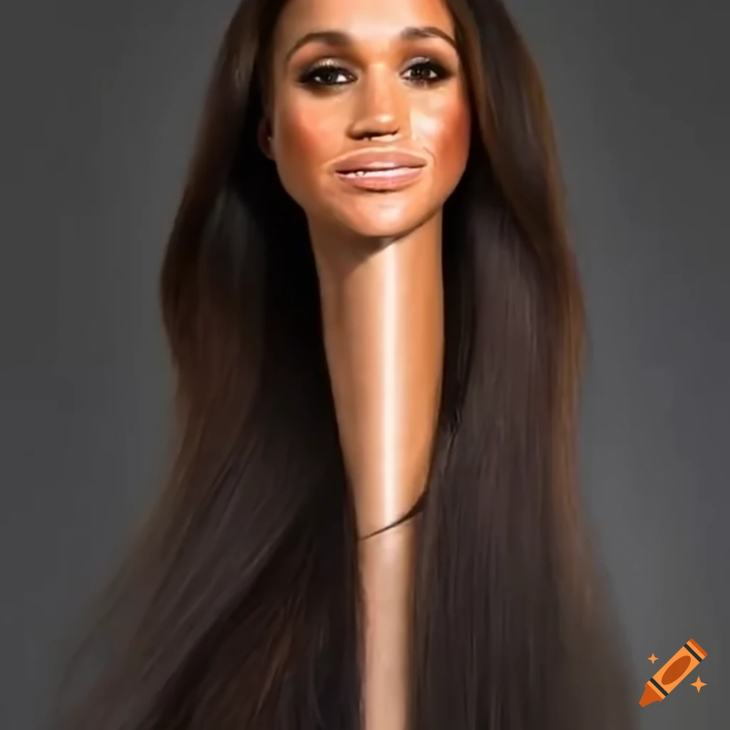 hairdresser styling Meghan Markle's long hair at a hair show