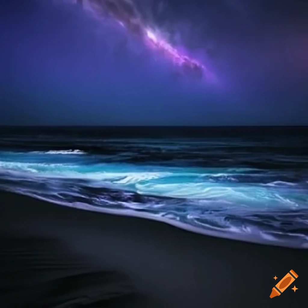 nighttime waves in a dreamy setting