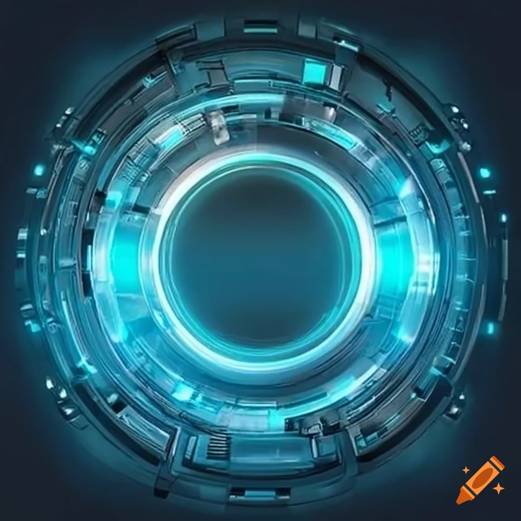 Futuristic round shield with technological features on Craiyon