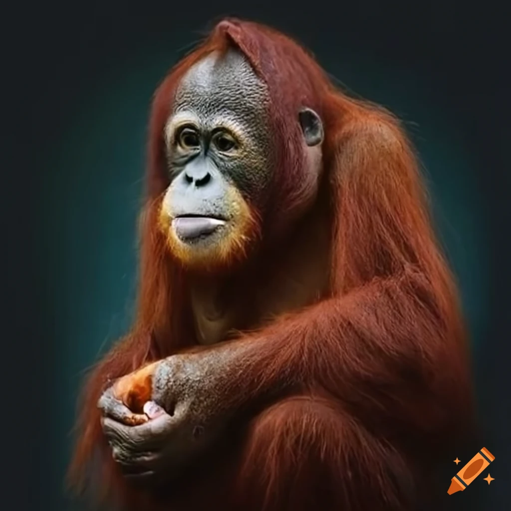 orangutan eating fruit