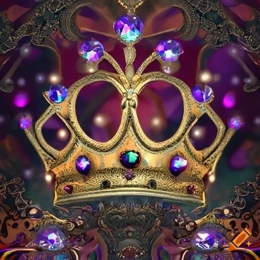 sparkling gemstone crown in a magical setting
