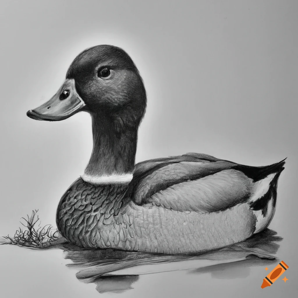 Realistic pencil drawing of a duck on Craiyon