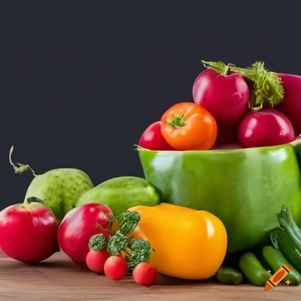 Fresh fruit and vegetables in the kitchen
