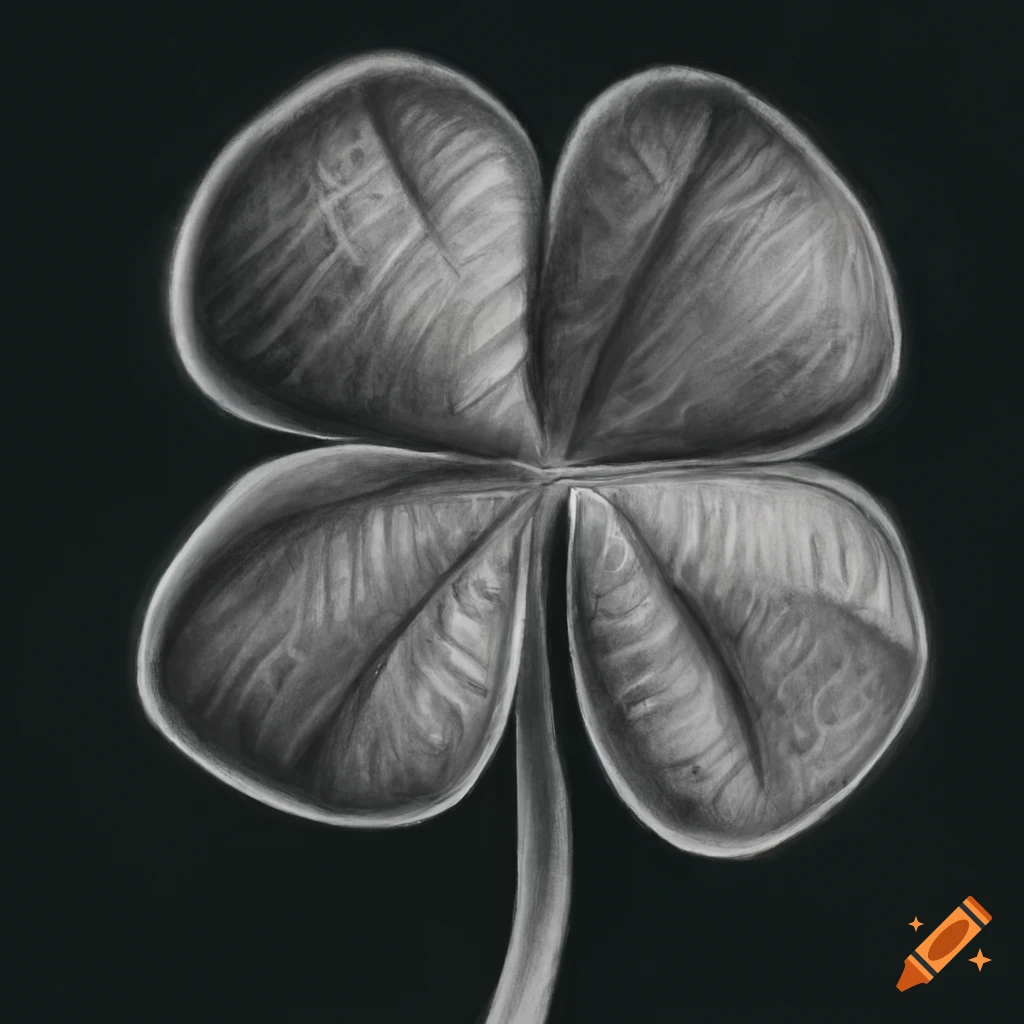 Realistic drawing of a four leaf clover on Craiyon