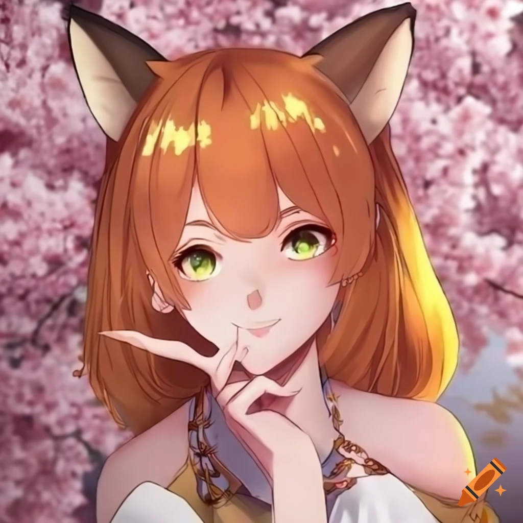 Anime illustration of a fox girl in a bubble