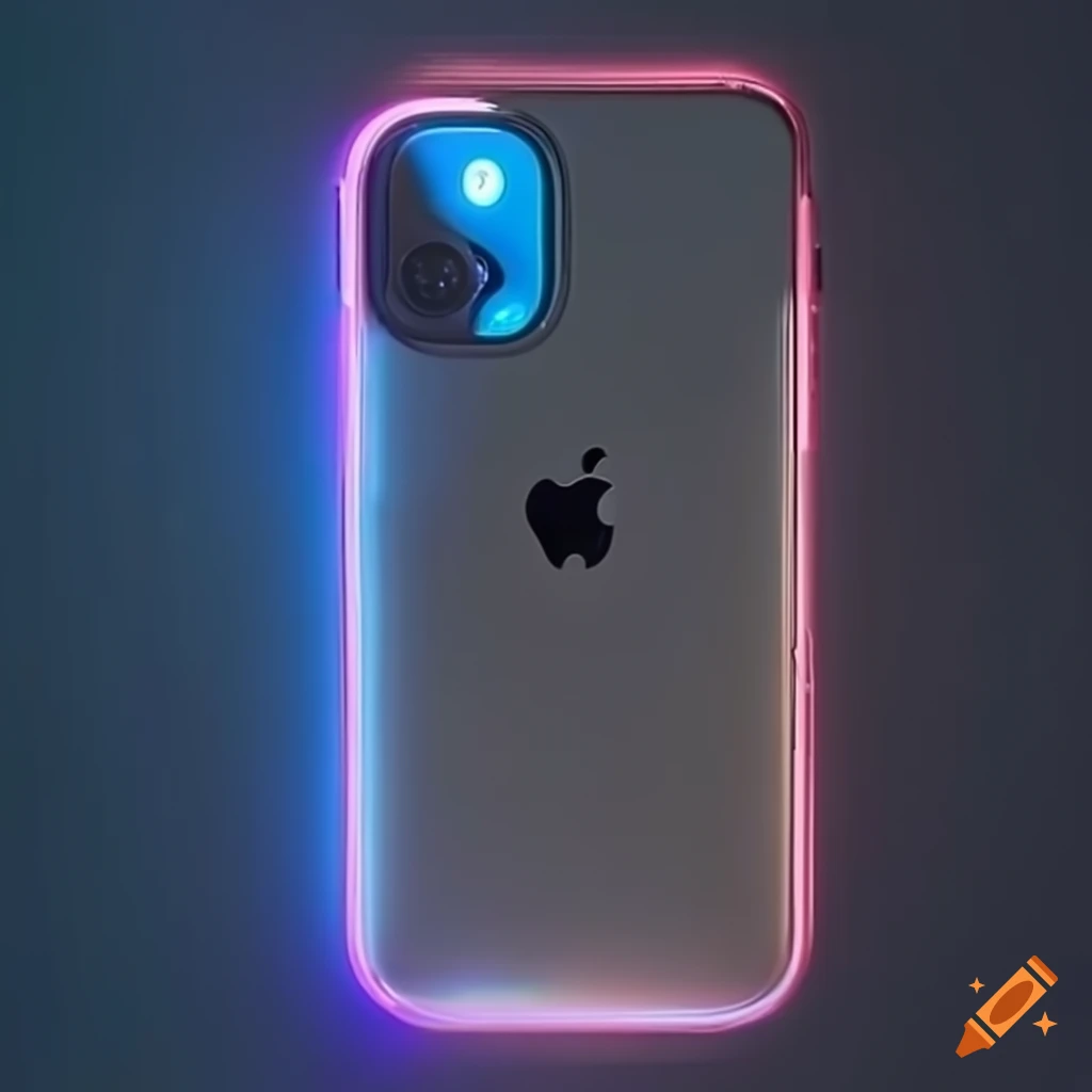 white iPhone 14 with blue LED lining