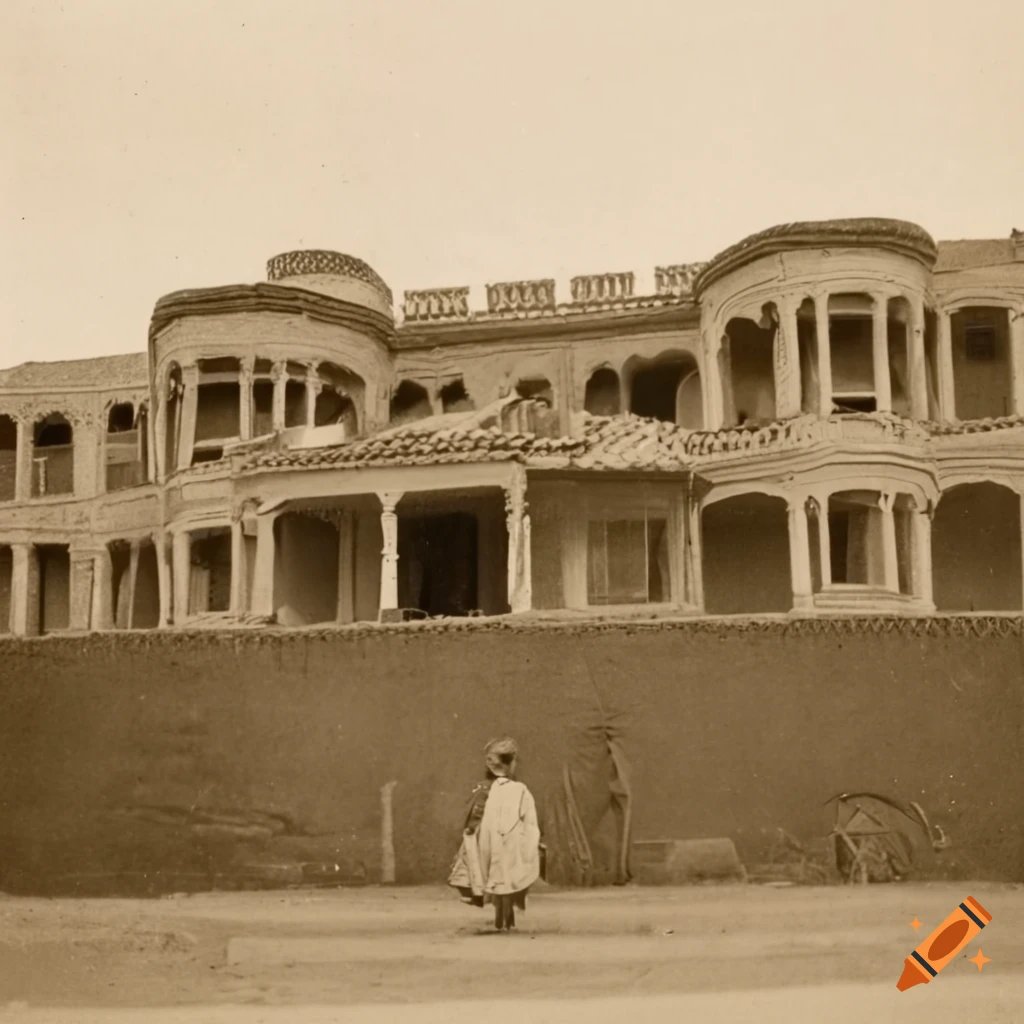 sepia photo of wealthy person in front of a mansion
