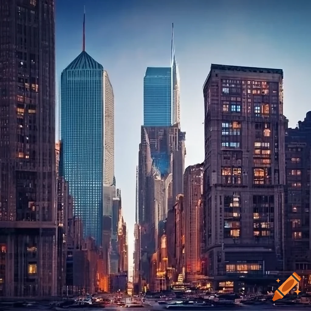 cityscape of Manhattan exchange in New York