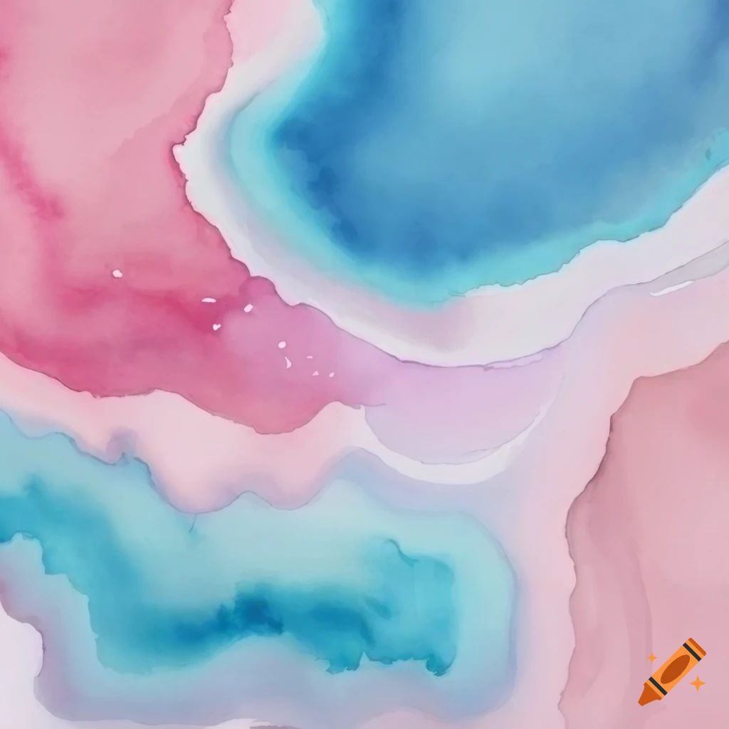 watercolor background with pink and light blue