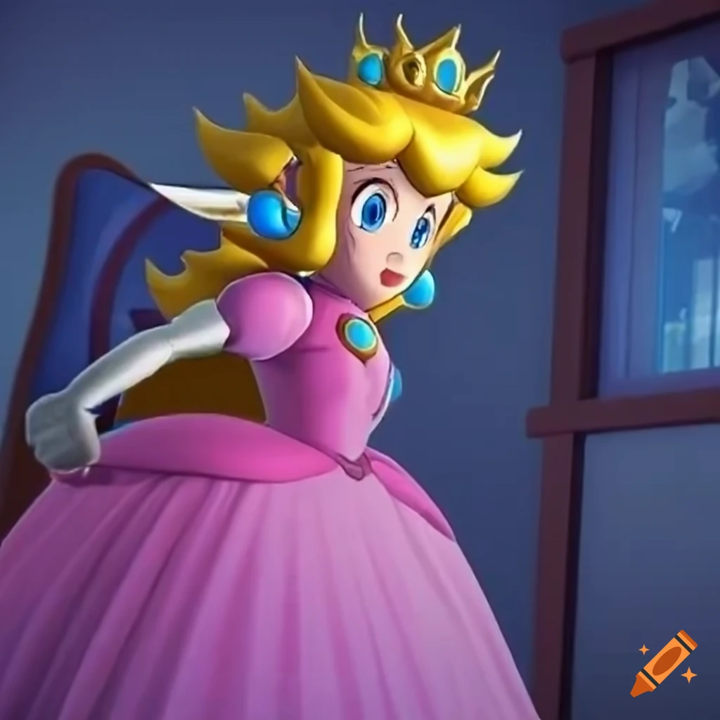 Link and princess peach's ballgown in a palace dressing room