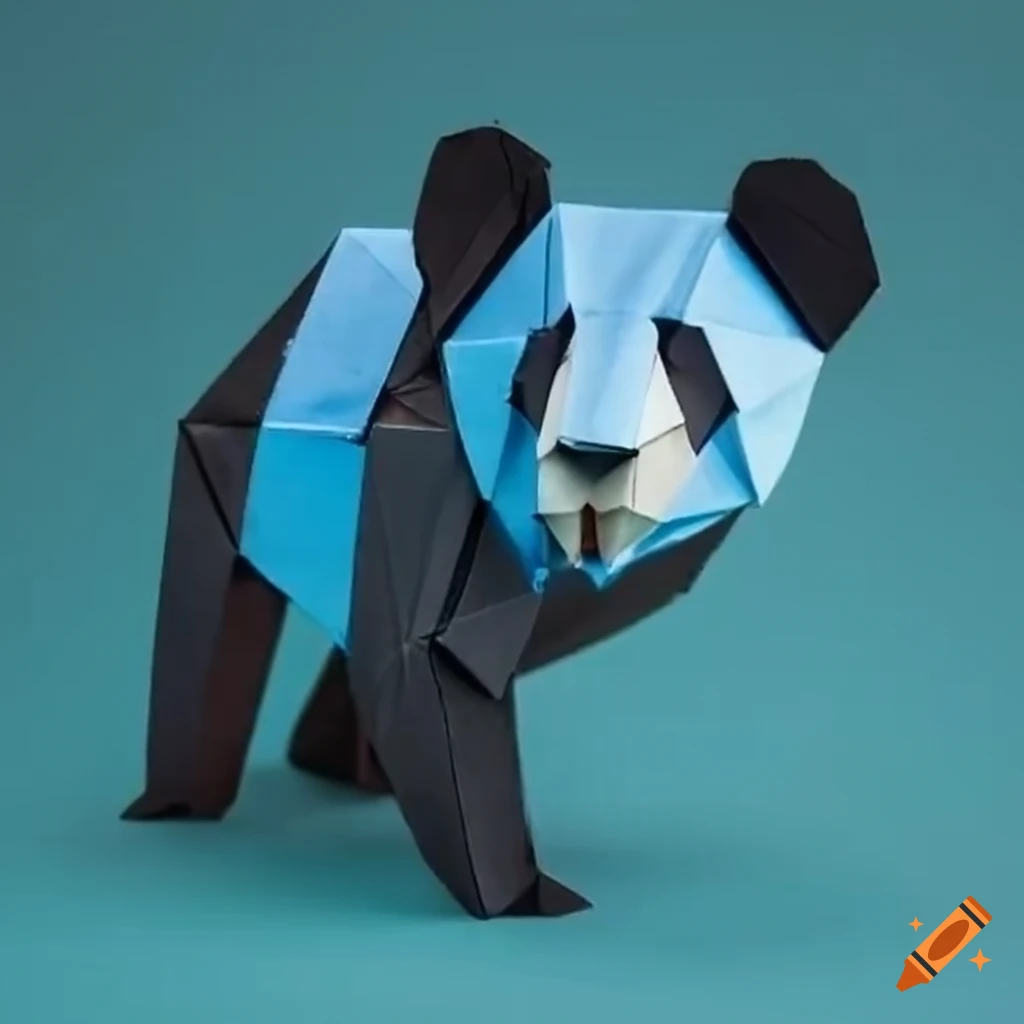 blue origami panda