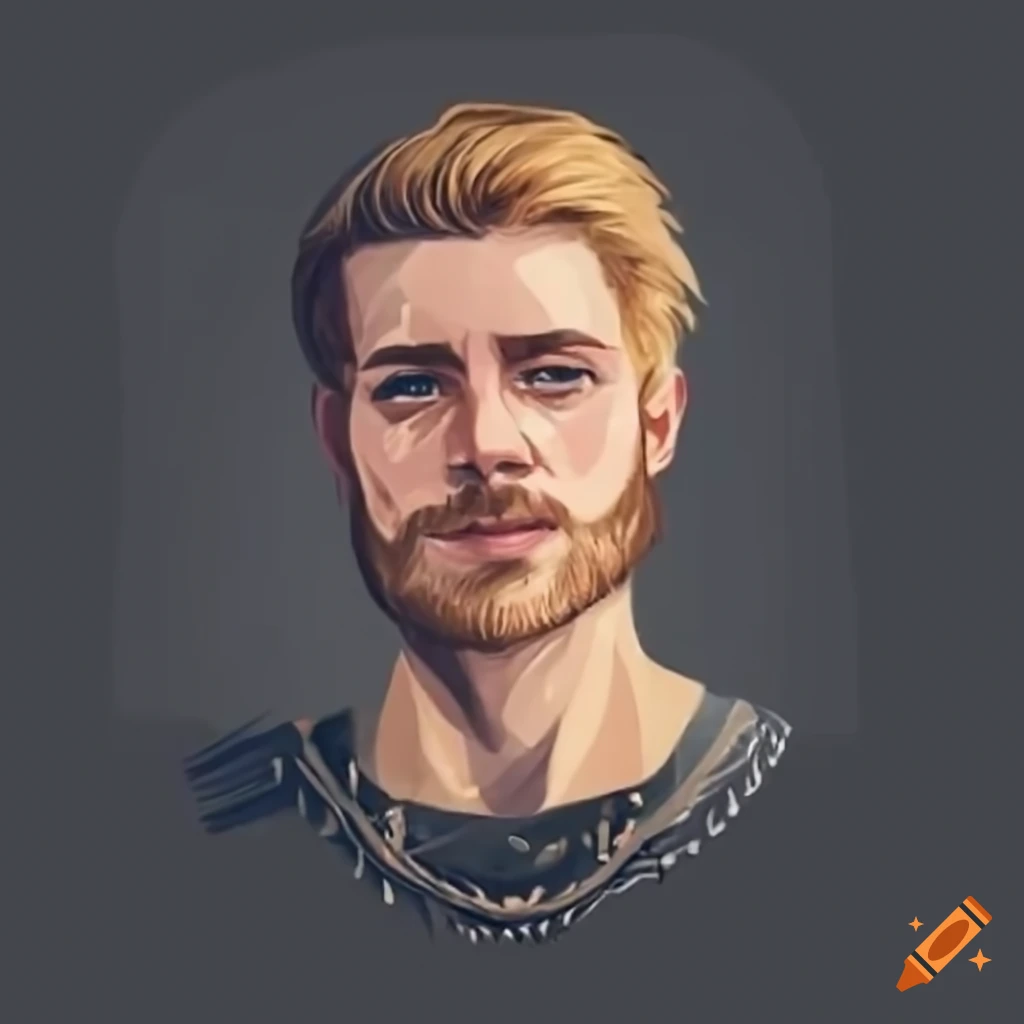 Portrait of a smiling man with blond hair and medieval clothing on Craiyon
