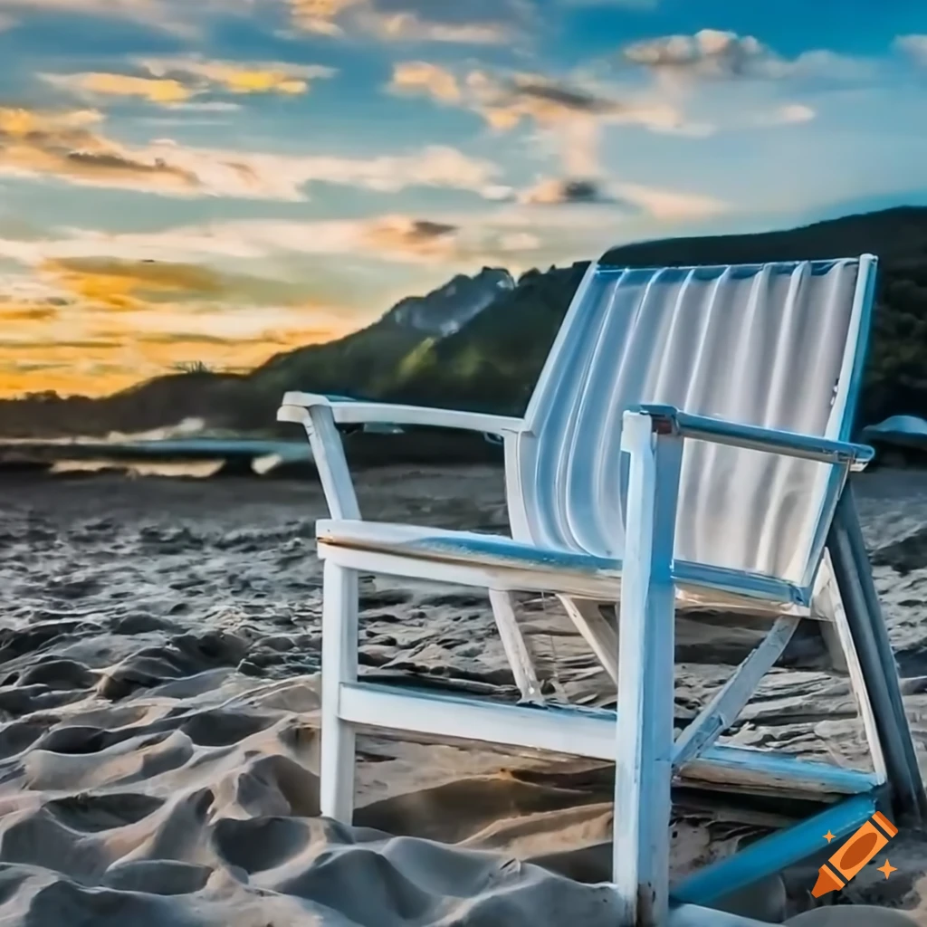 white modern chair on the beach