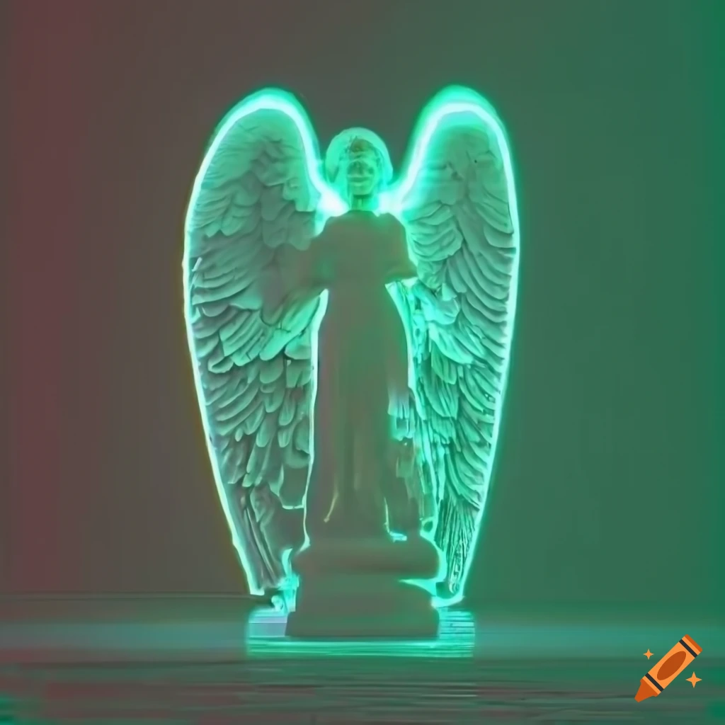 double-exposure-of-angel-statue-and-green-code-on-craiyon