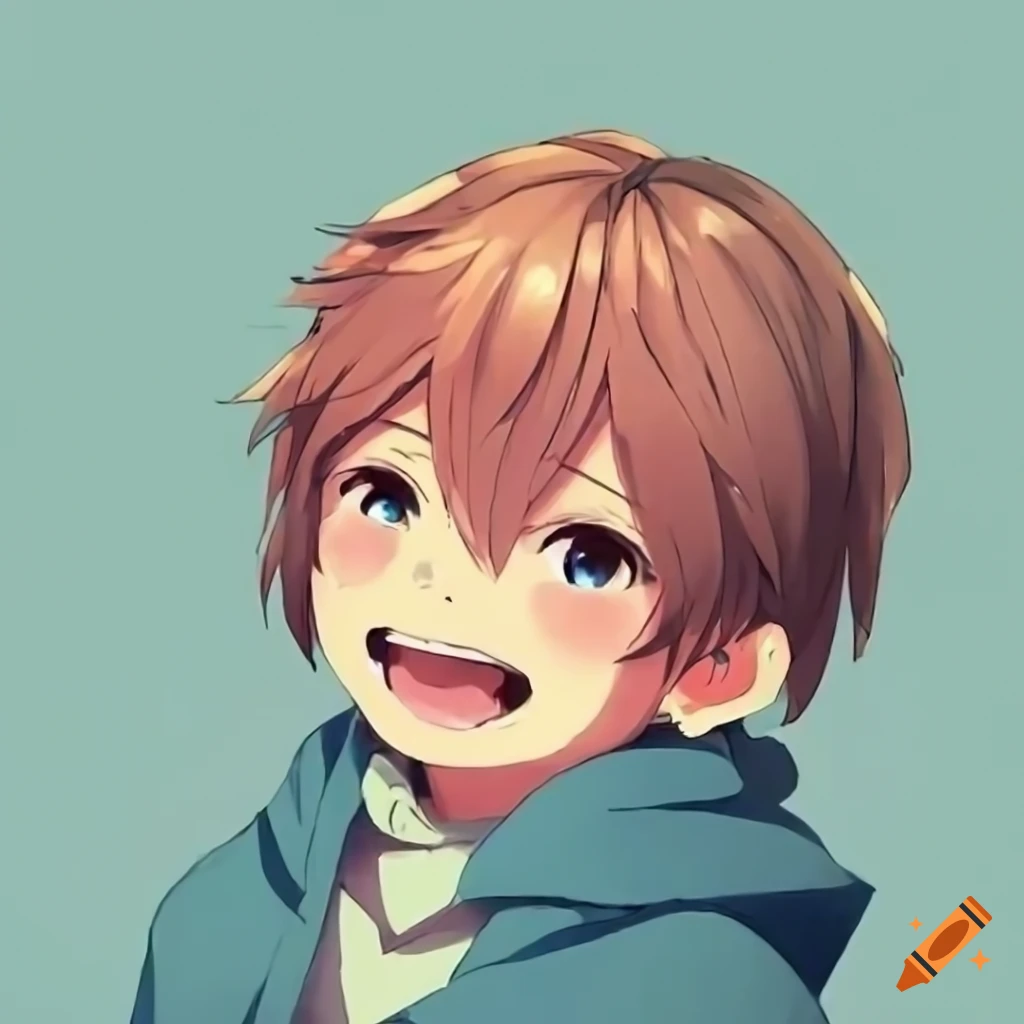 cute anime kid trying not to laugh