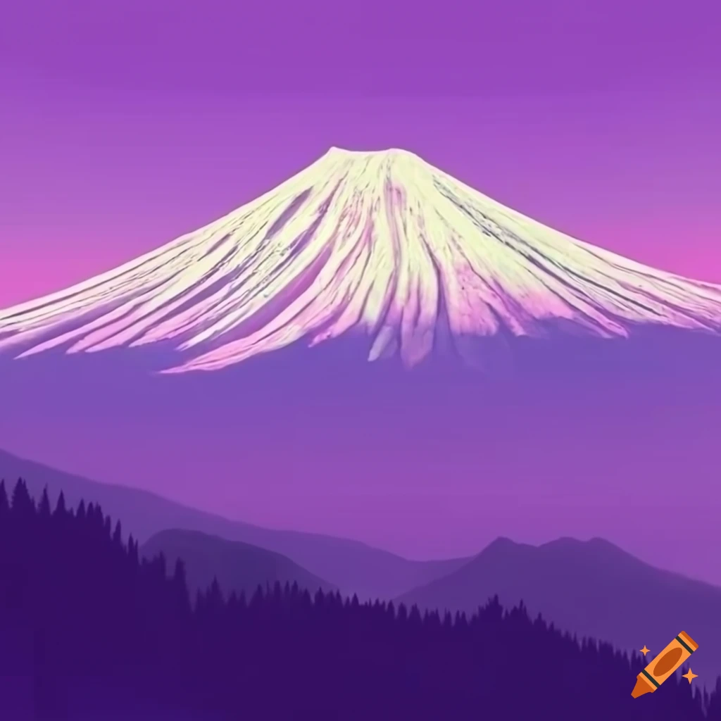 Mount fuji against a purple background