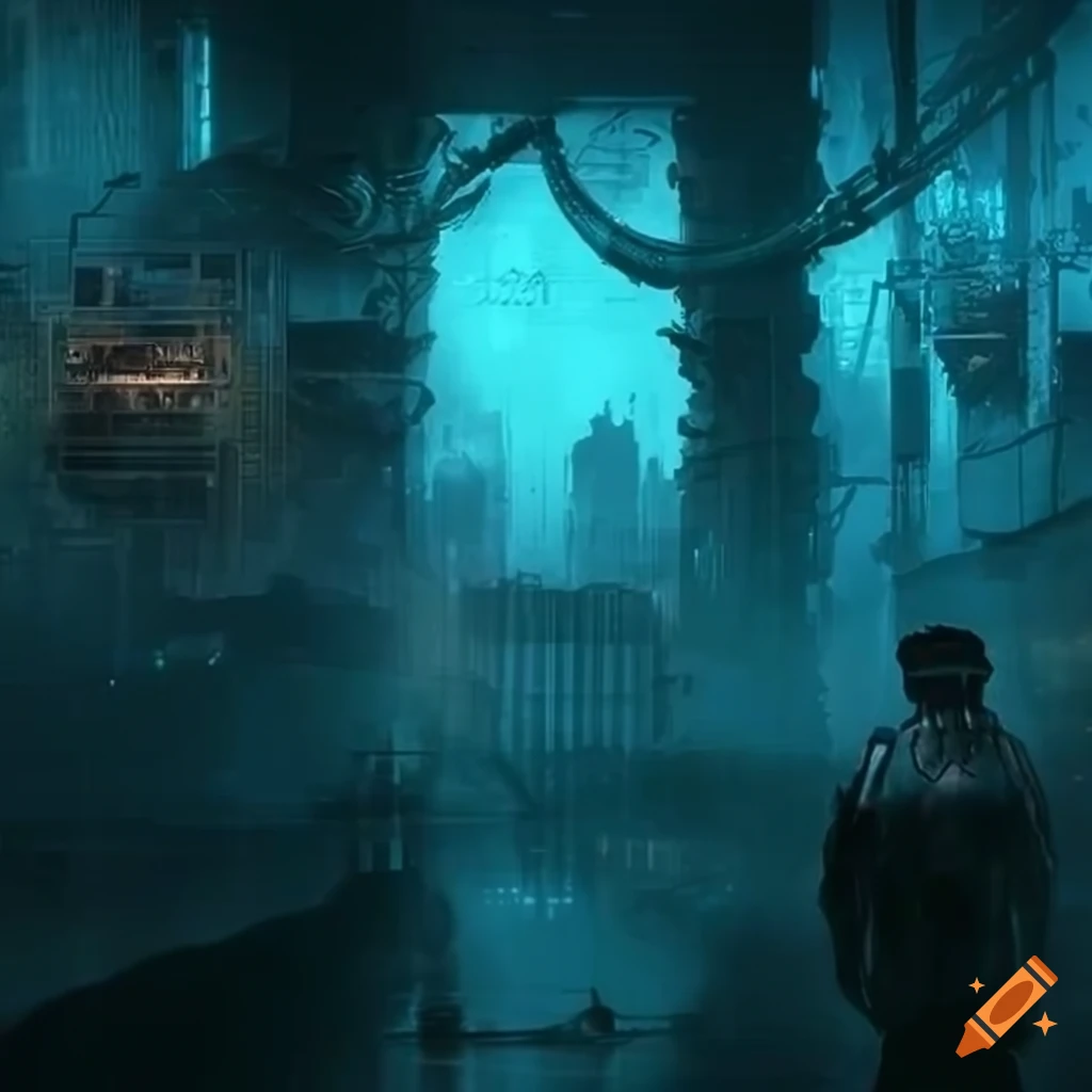 Cyberpunk underwater research scene on Craiyon