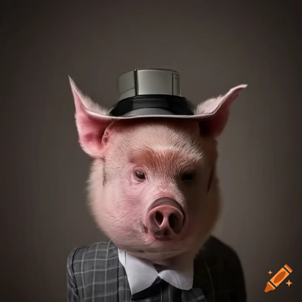 stylish and suave pig in a suit
