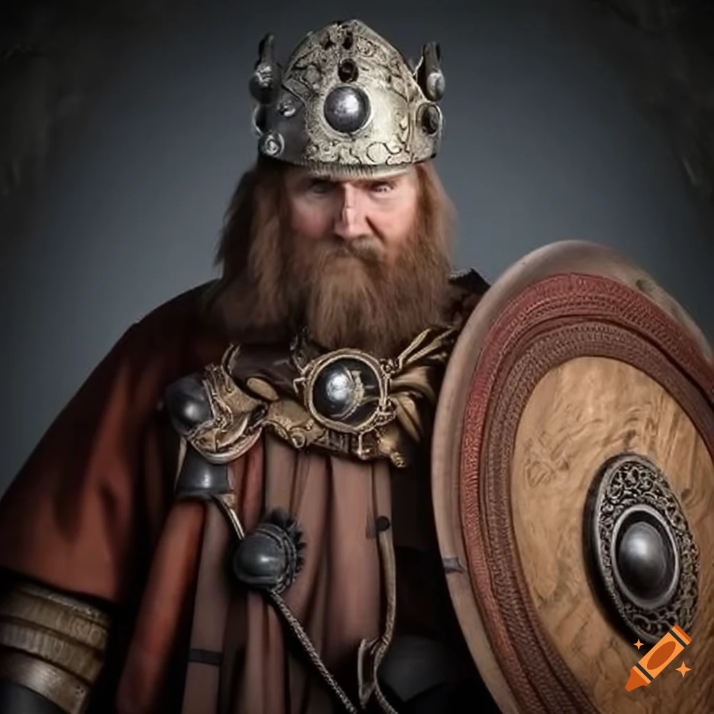 Viking king with his ship
