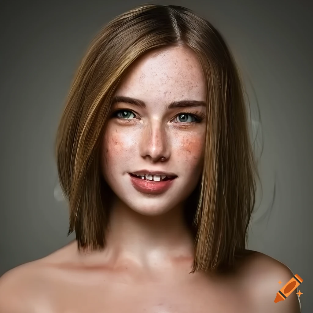 portrait of a smiling young woman with freckles