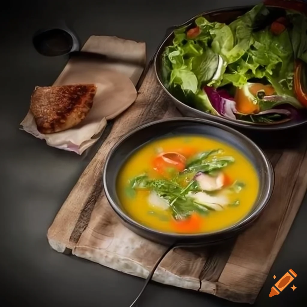 Soup and salad lunch combo on craiyon