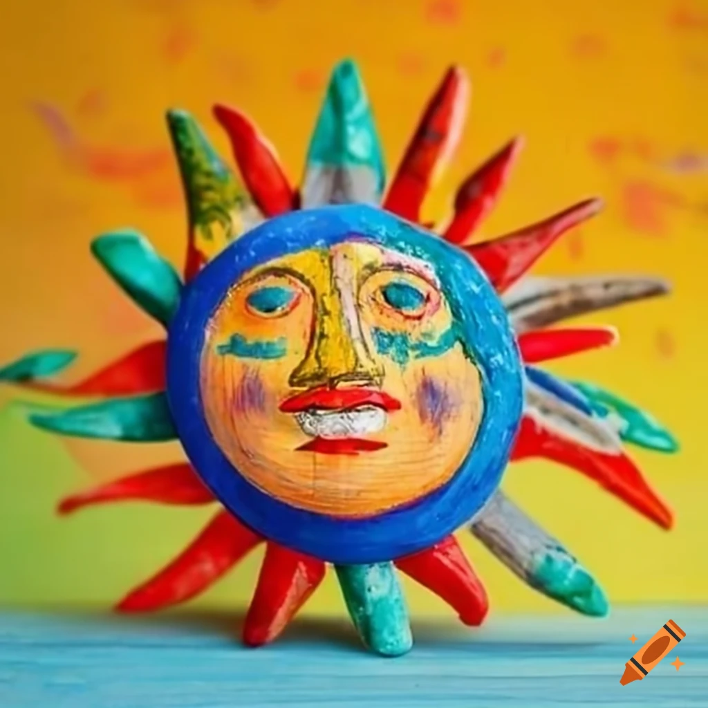 painted wooden toy of a sun god