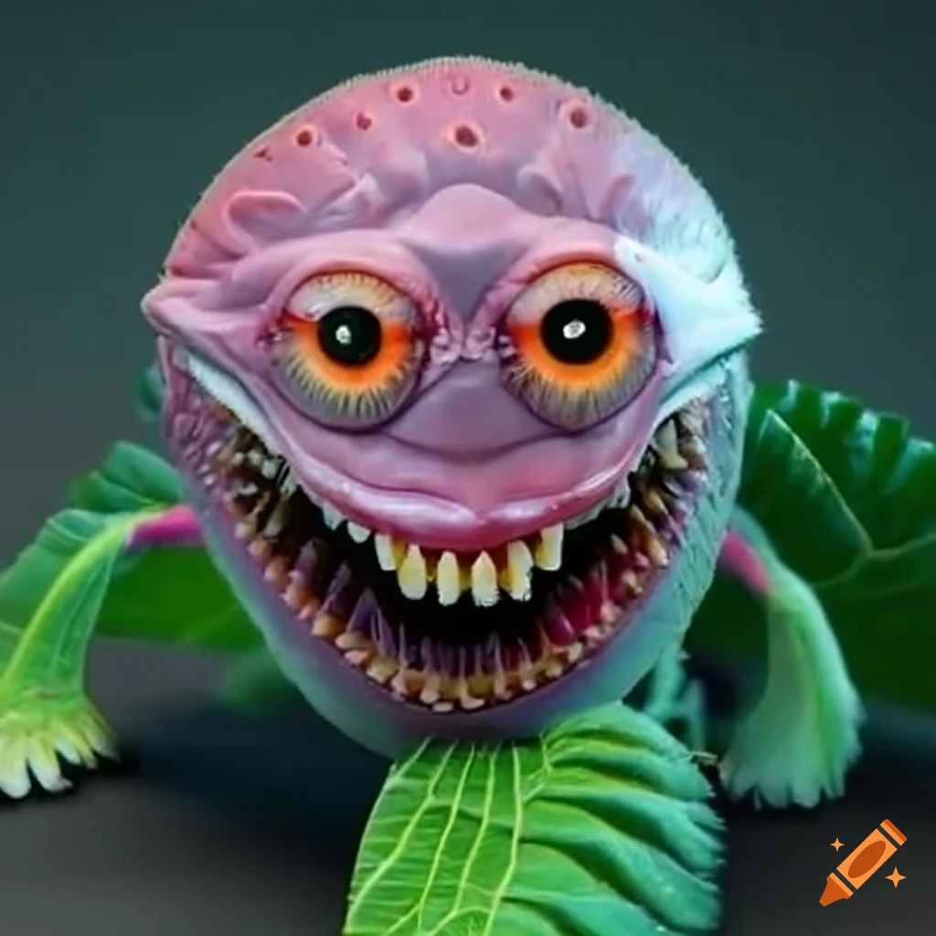 hyper realistic depiction of a vegetable monster