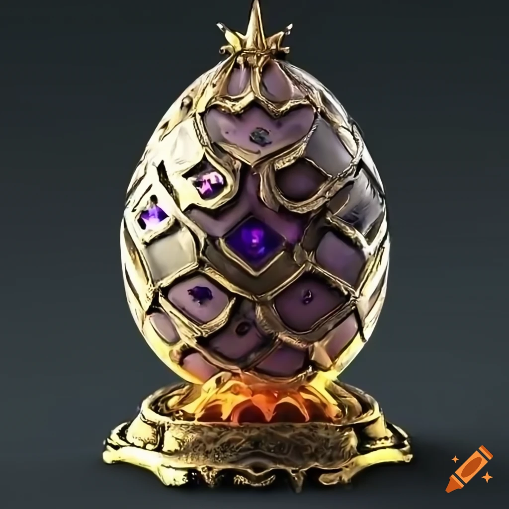 Cgi dragon egg with jewelled metal exterior on Craiyon