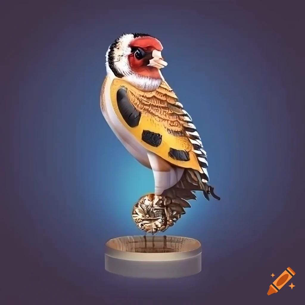 european goldfinch with golden wings and detailed feathers
