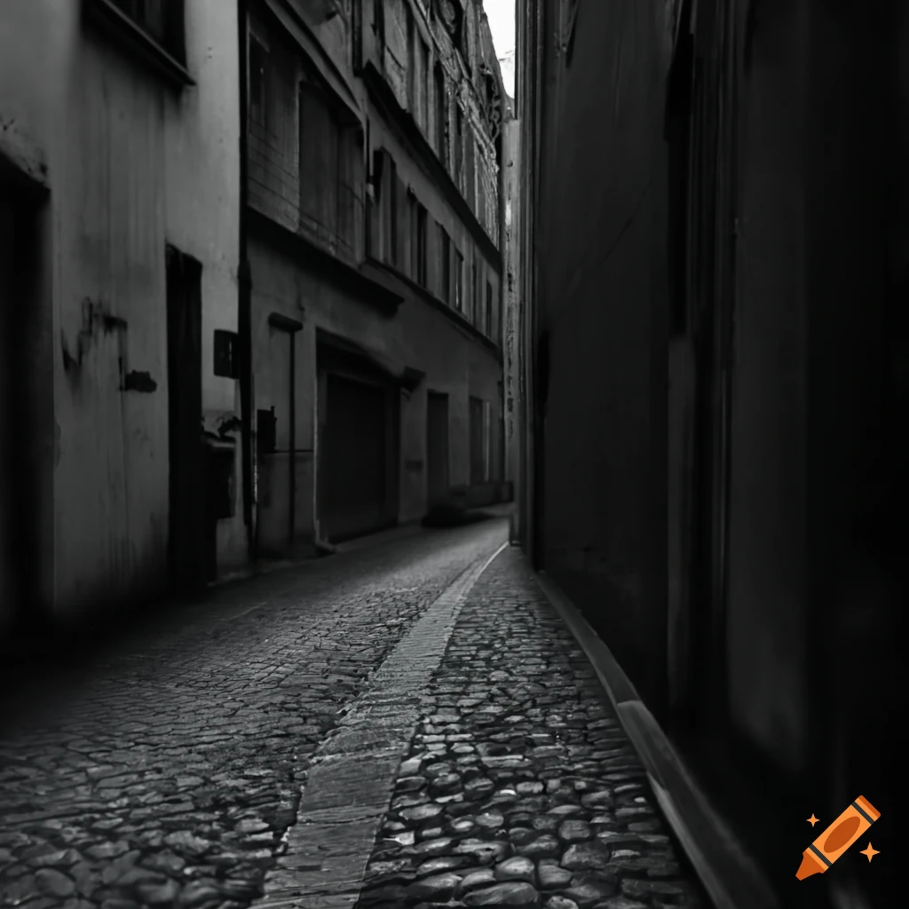 Person running in a dark alley on Craiyon