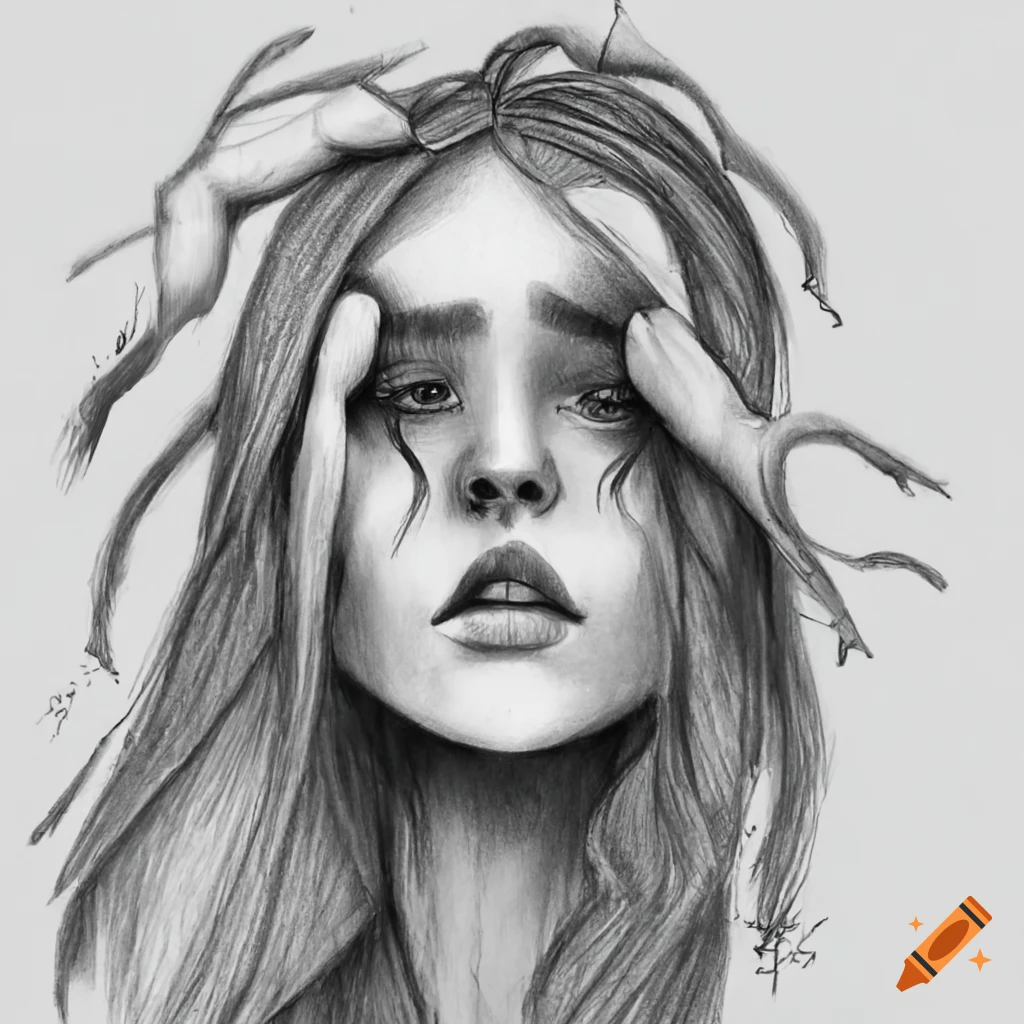 Vector Art Drawing, Portrait of Sad and Depressed Girl, Thinking Stock  Vector - Illustration of depressed, attractive: 95090254