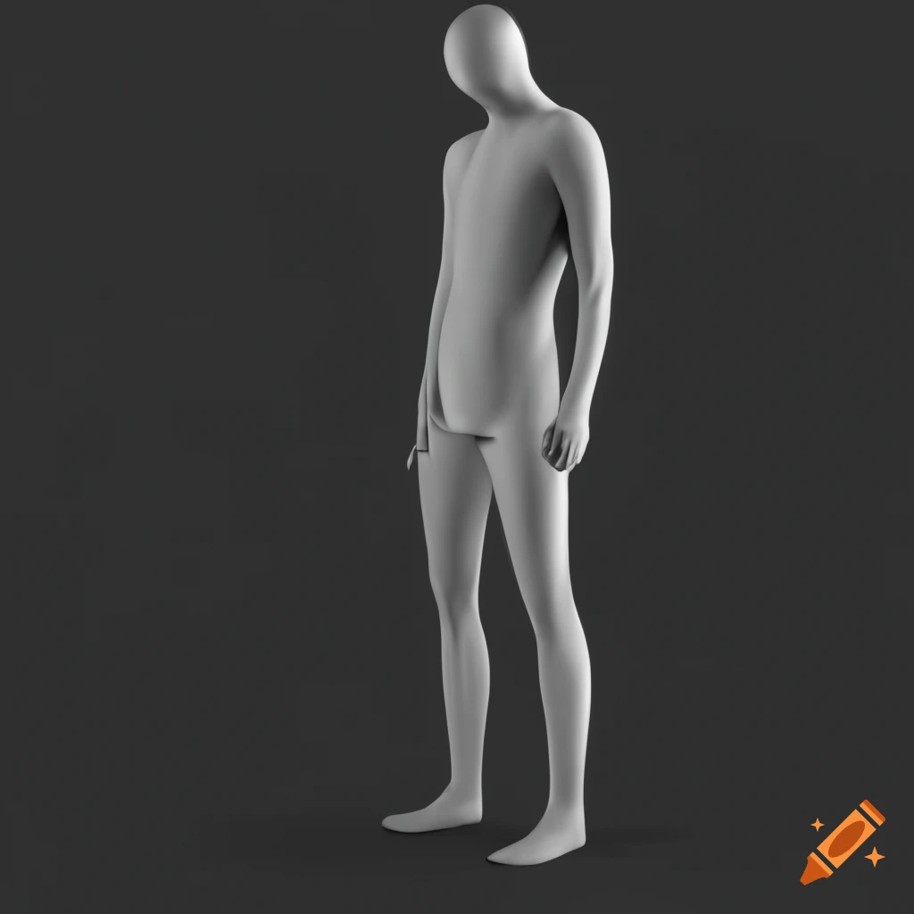 Monochrome 3d Model Of A Faceless Full Body On Craiyon